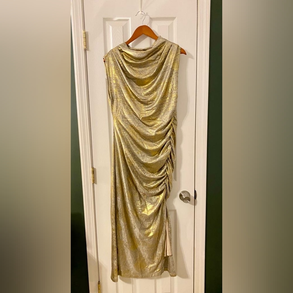 Anthropologie The Maya Ruched Cowl-Neck Dress: Shine Edition